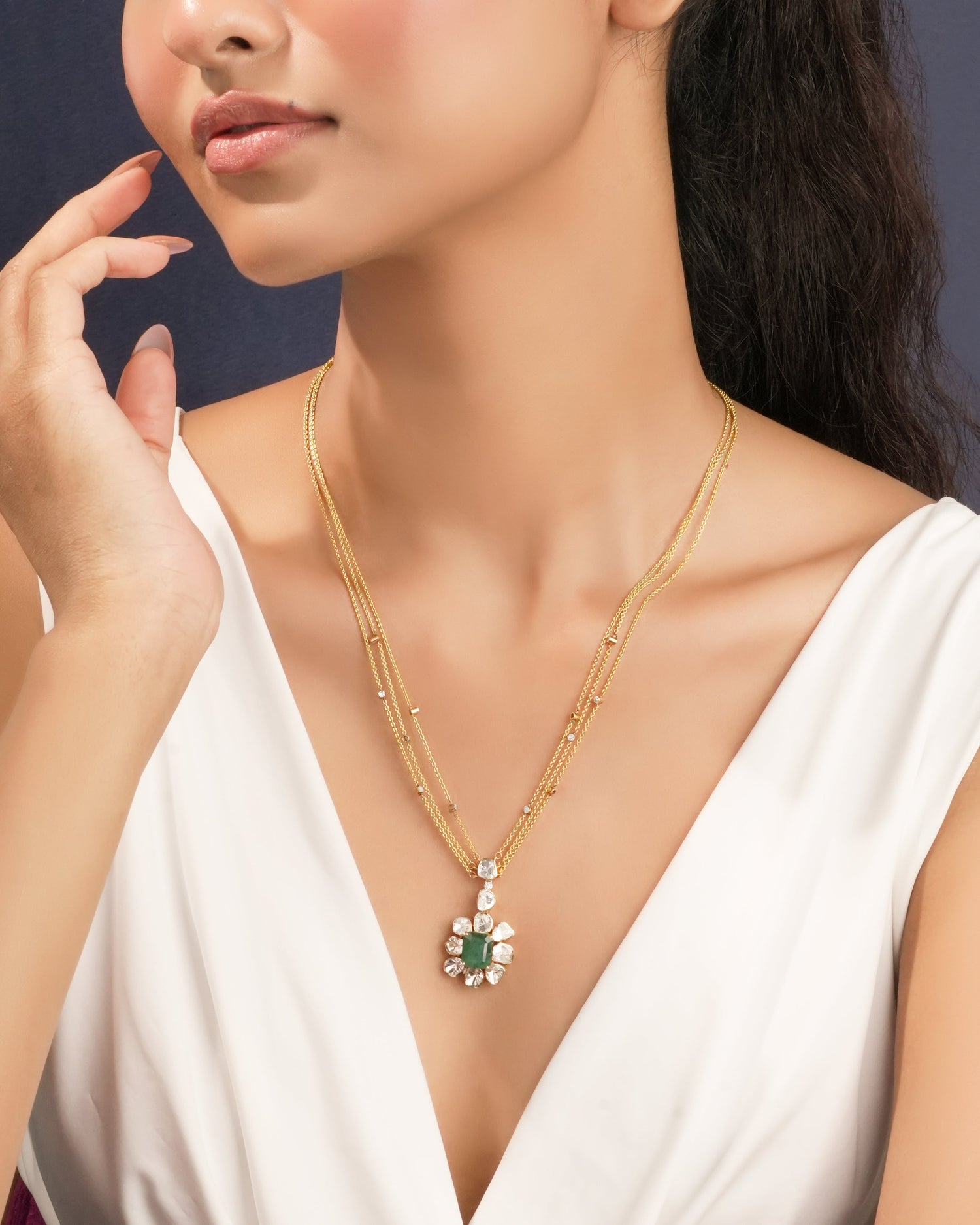 Danisha Polki And Diamond Pendant