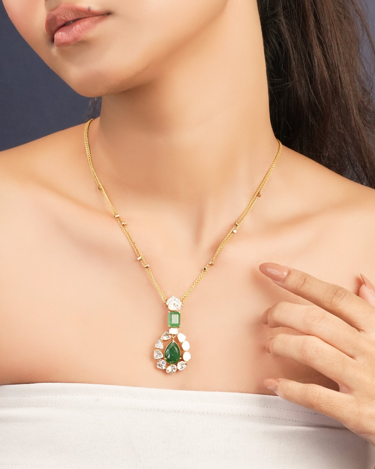 Chaetali Polki And Diamond Pendant