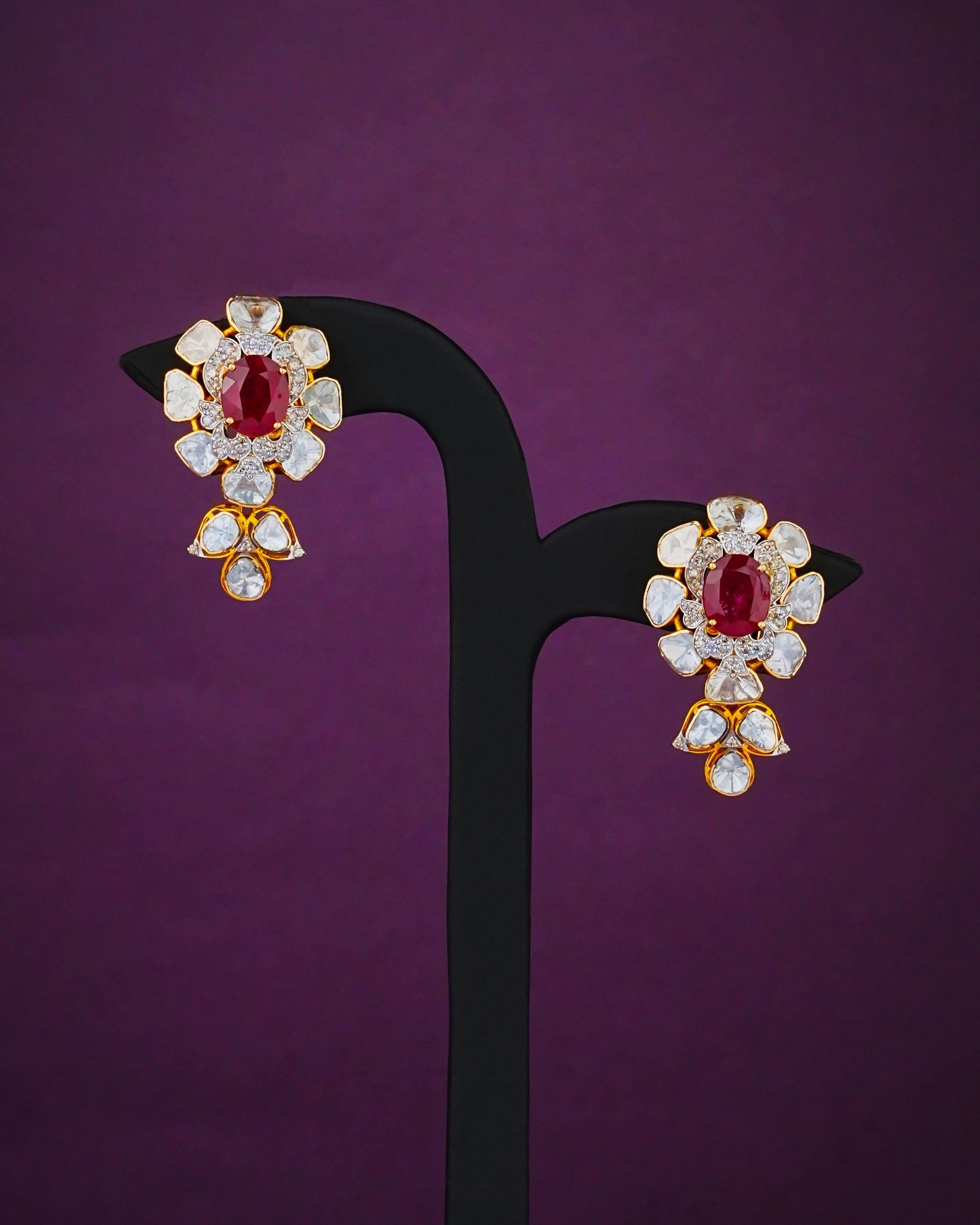 Niya Polki And Diamond Long Earrings
