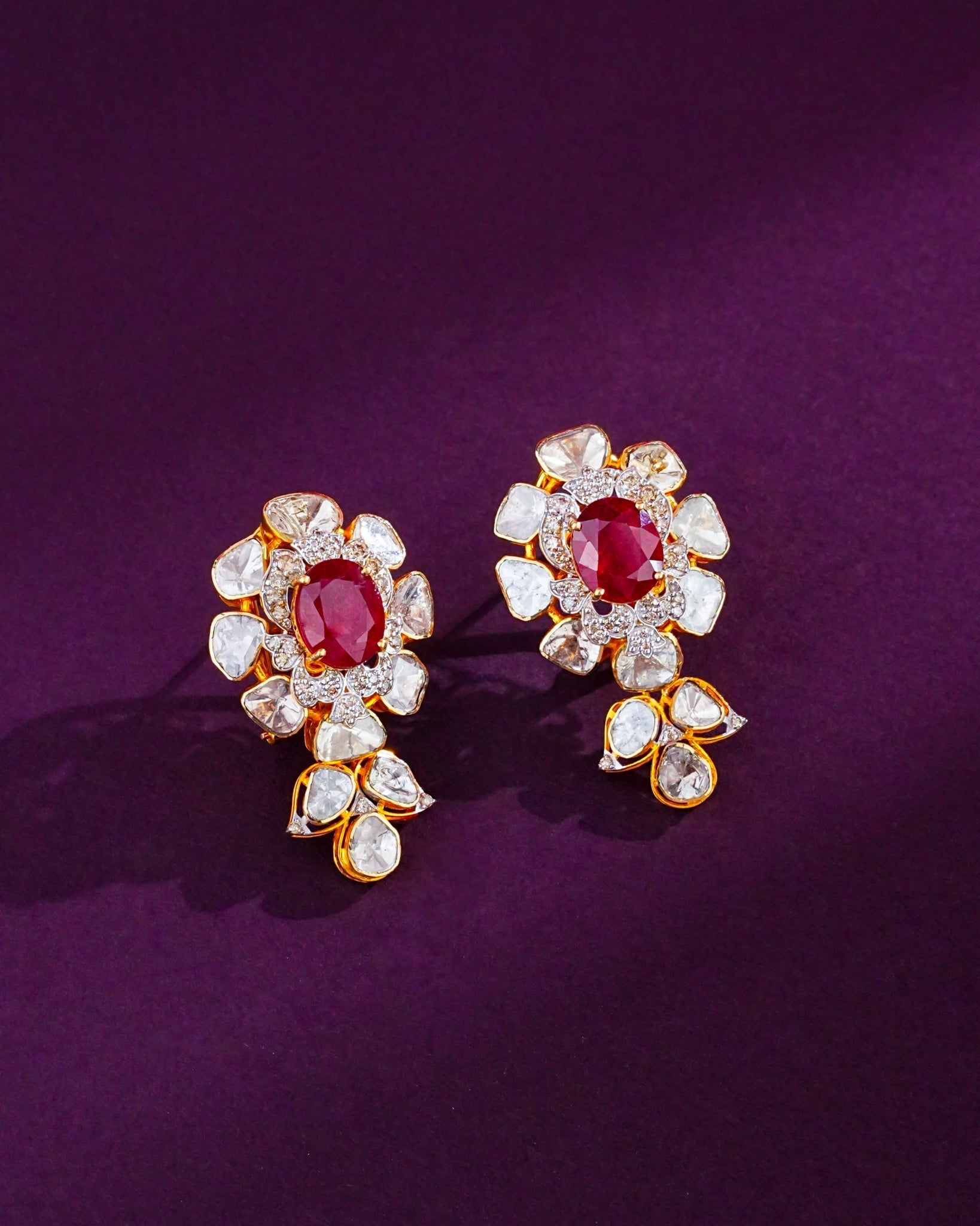 Niya Polki And Diamond Long Earrings