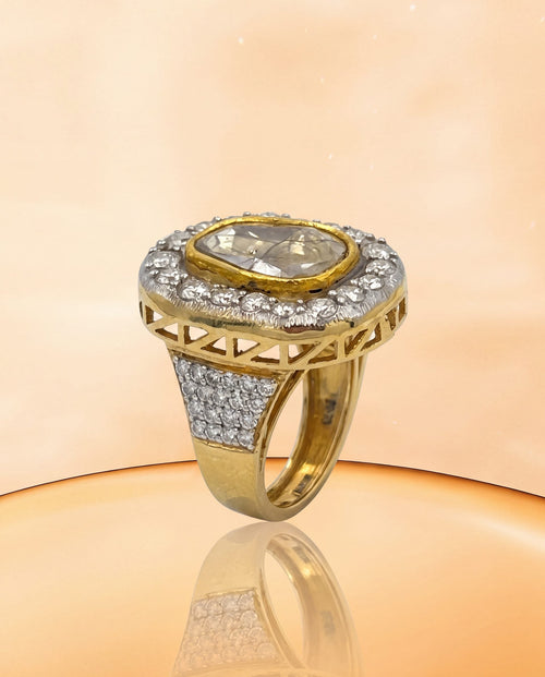 Zinnia Polki And Diamond Ring