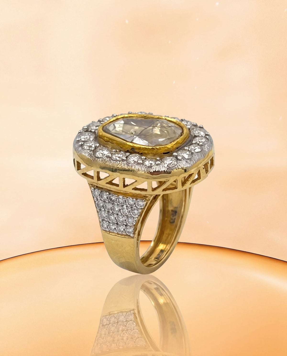 Zinnia Polki And Diamond Ring