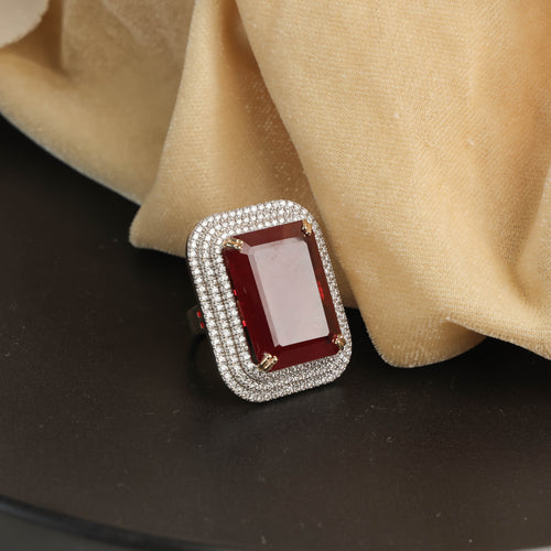 Red Stone Diamond Ring