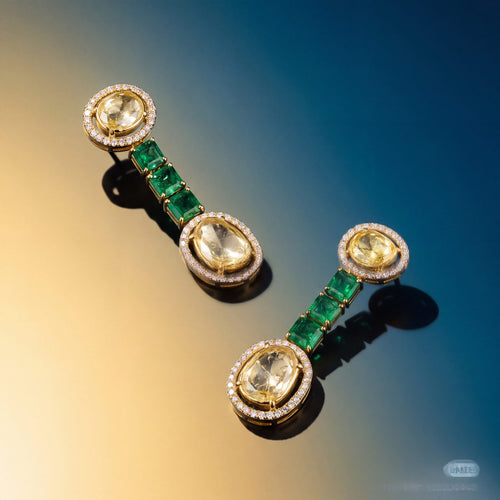 Sahsa Polki And Diamond Long Earrings