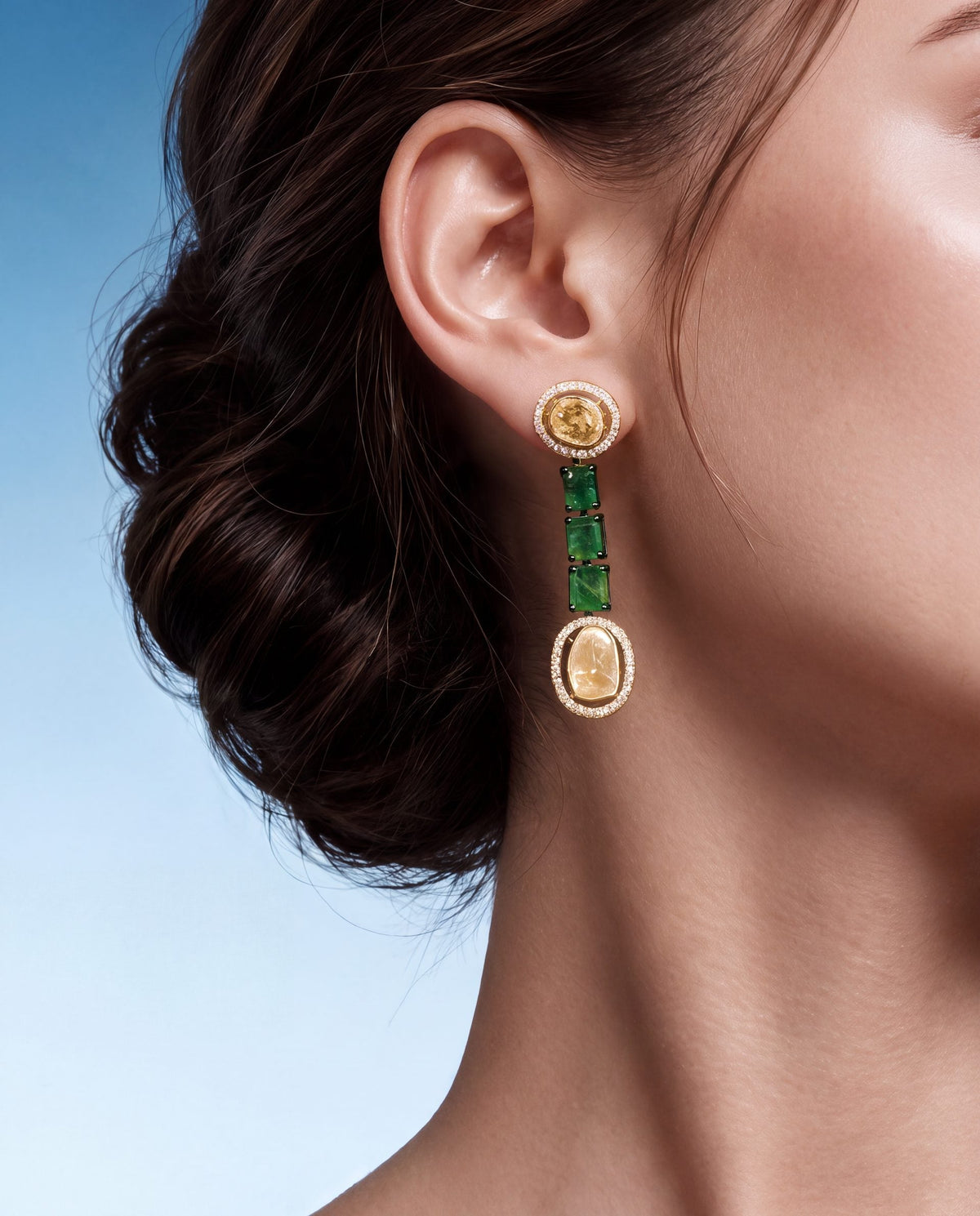 Sahsa Polki And Diamond Long Earrings