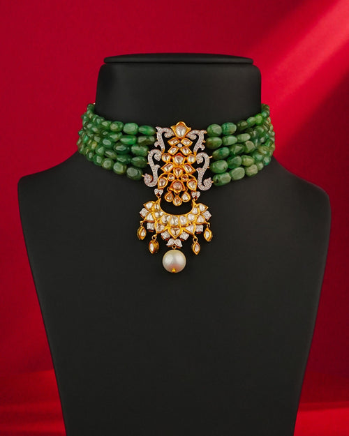 Ridhika Jadau Polki And Diamond Bead Choker