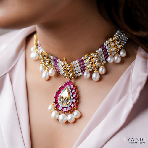 Medha Polki And Diamond Bead Choker