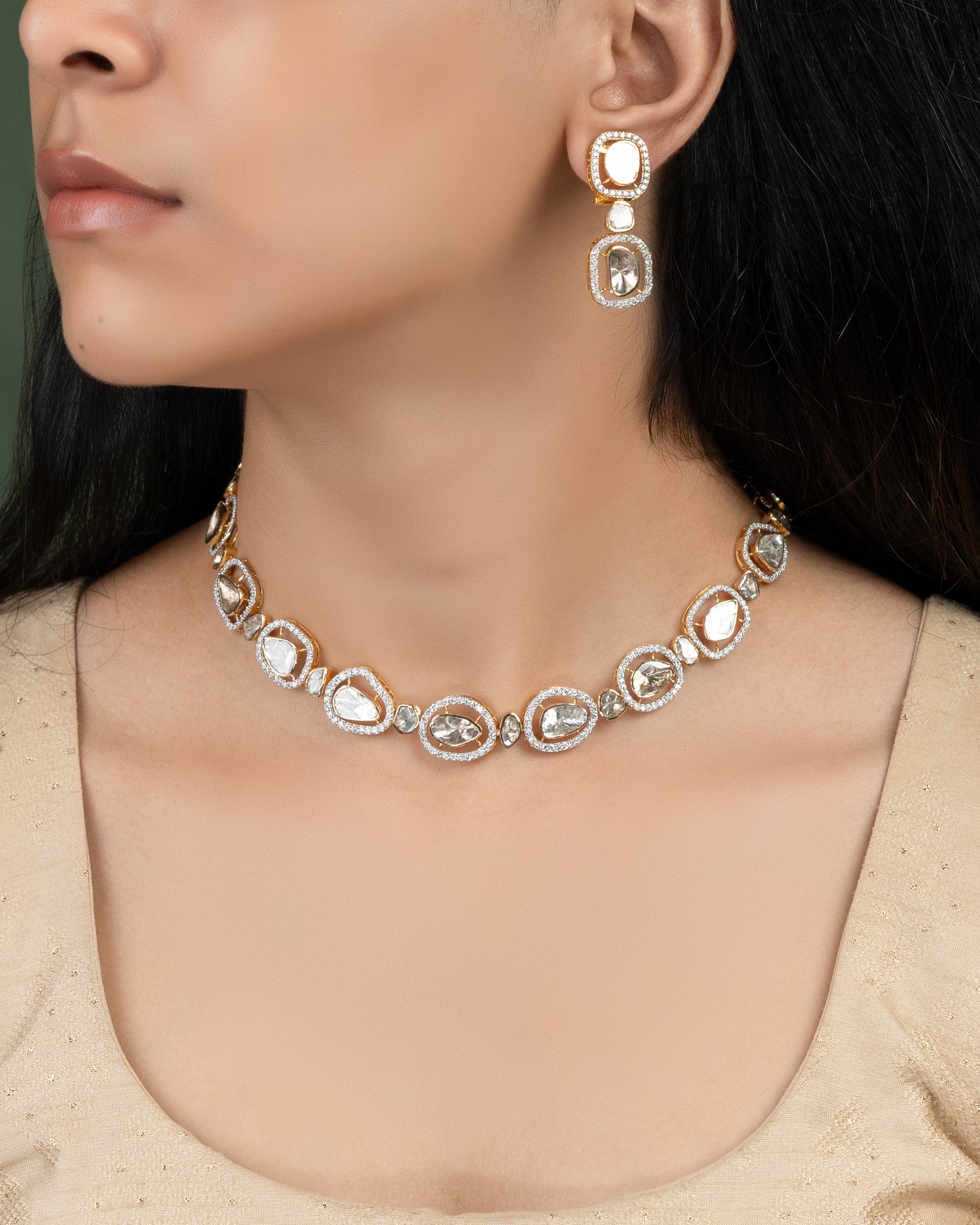 Sakina Polki  And Diamond Necklace