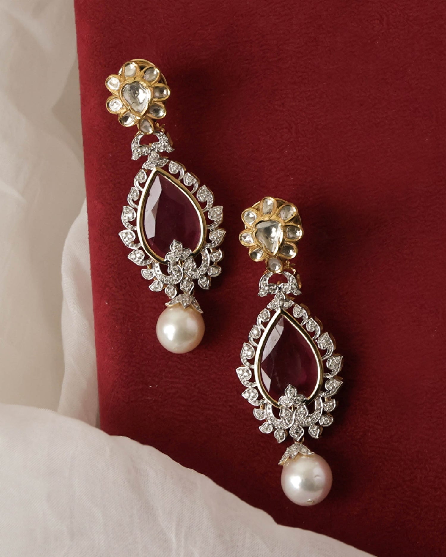 Abigail Jadau Polki And Diamond Long Earrings