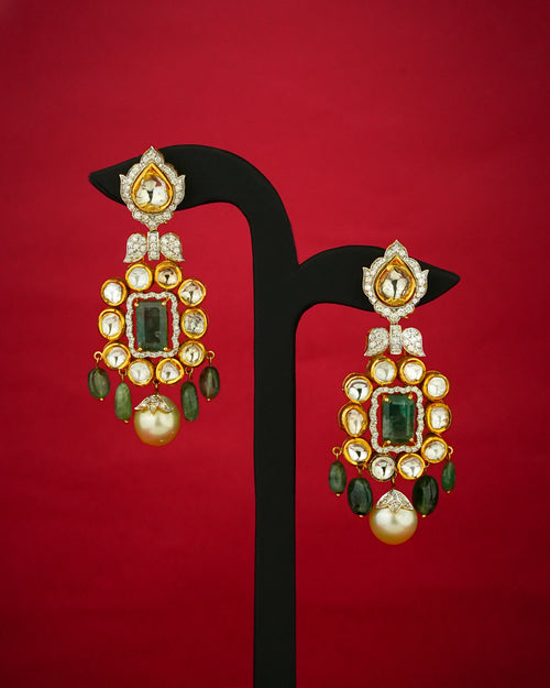 Wajiha Jadau Polki And Diamond Long Earrings