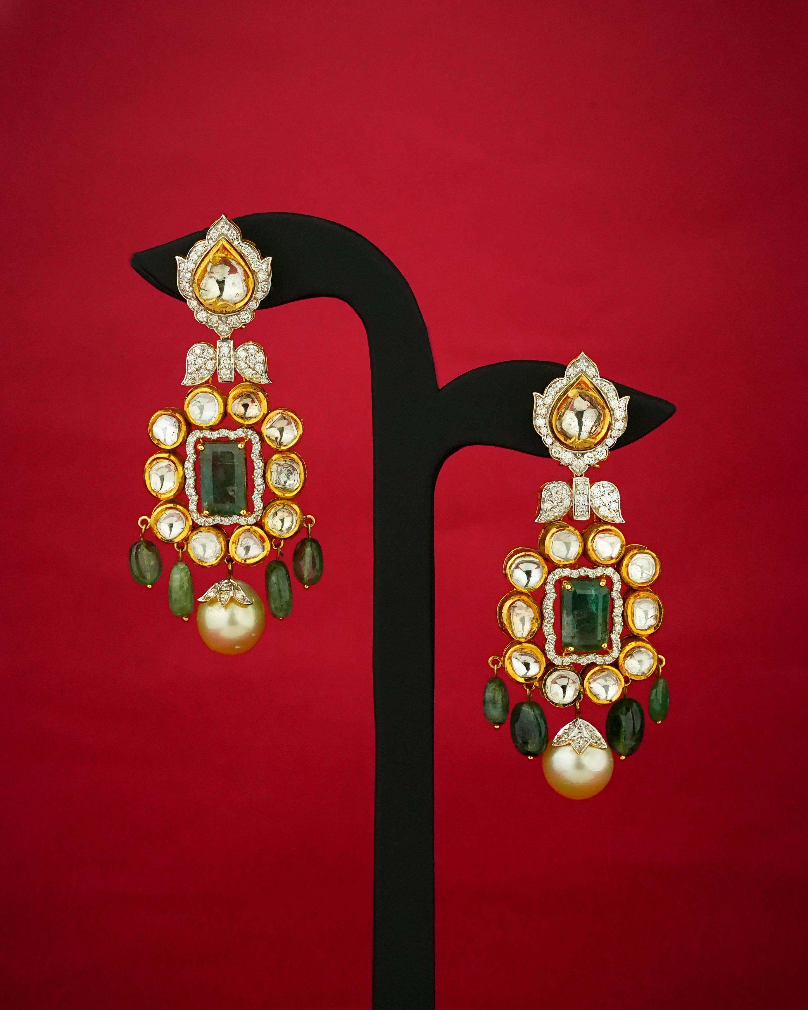 Wajiha Jadau Polki And Diamond Long Earrings