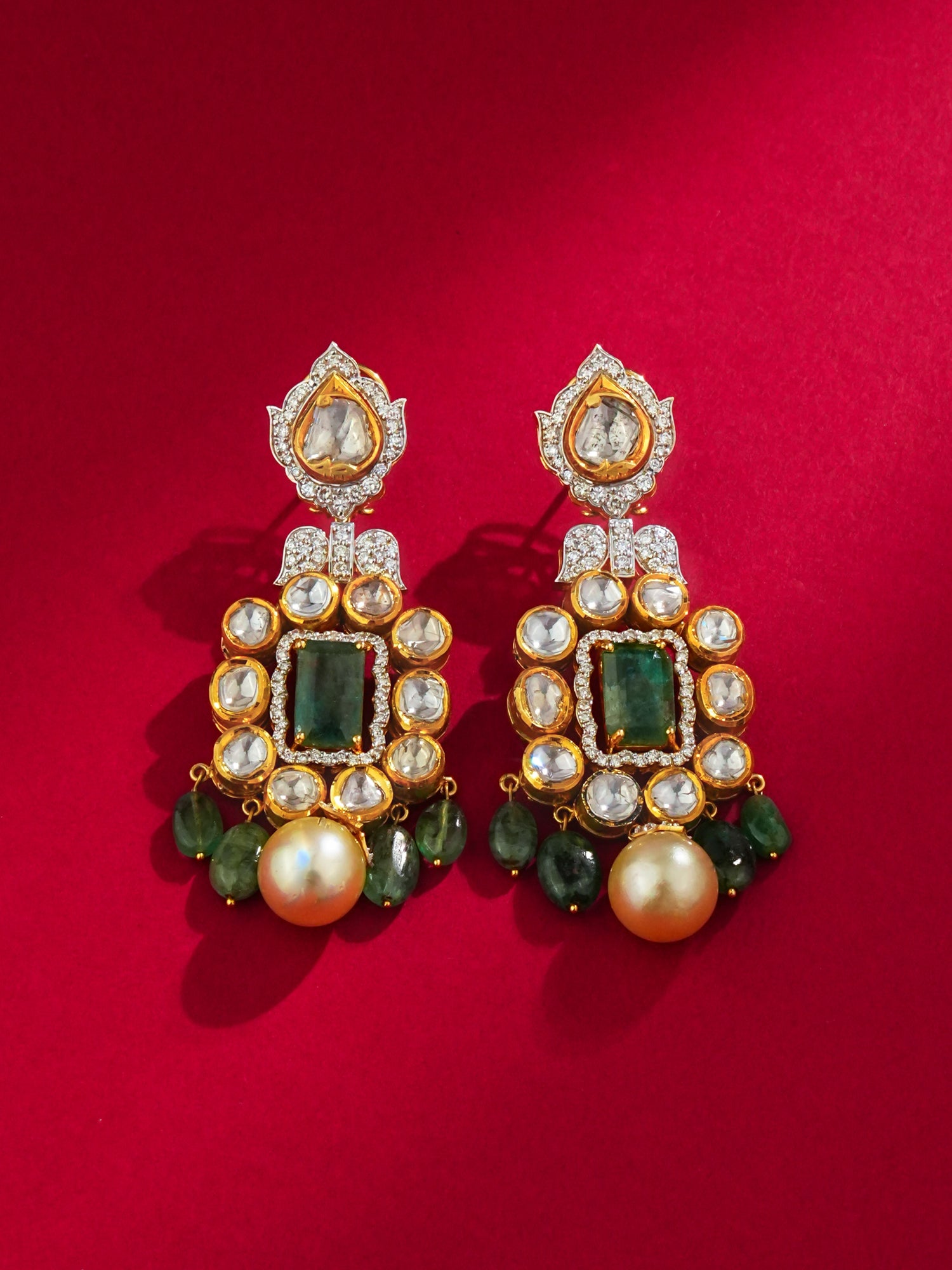 Wajiha Jadau Polki And Diamond Long Earrings