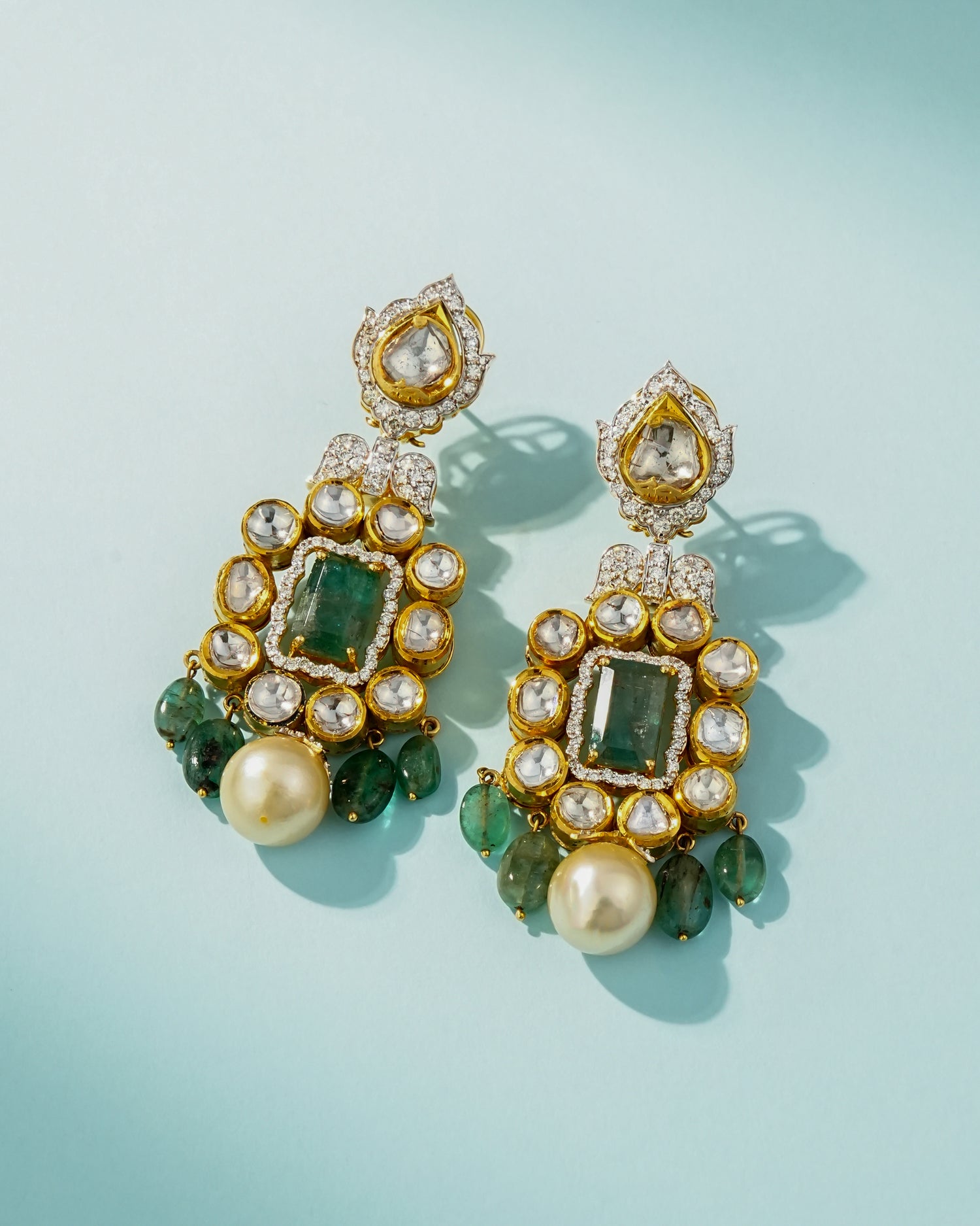 Wajiha Jadau Polki And Diamond Long Earrings