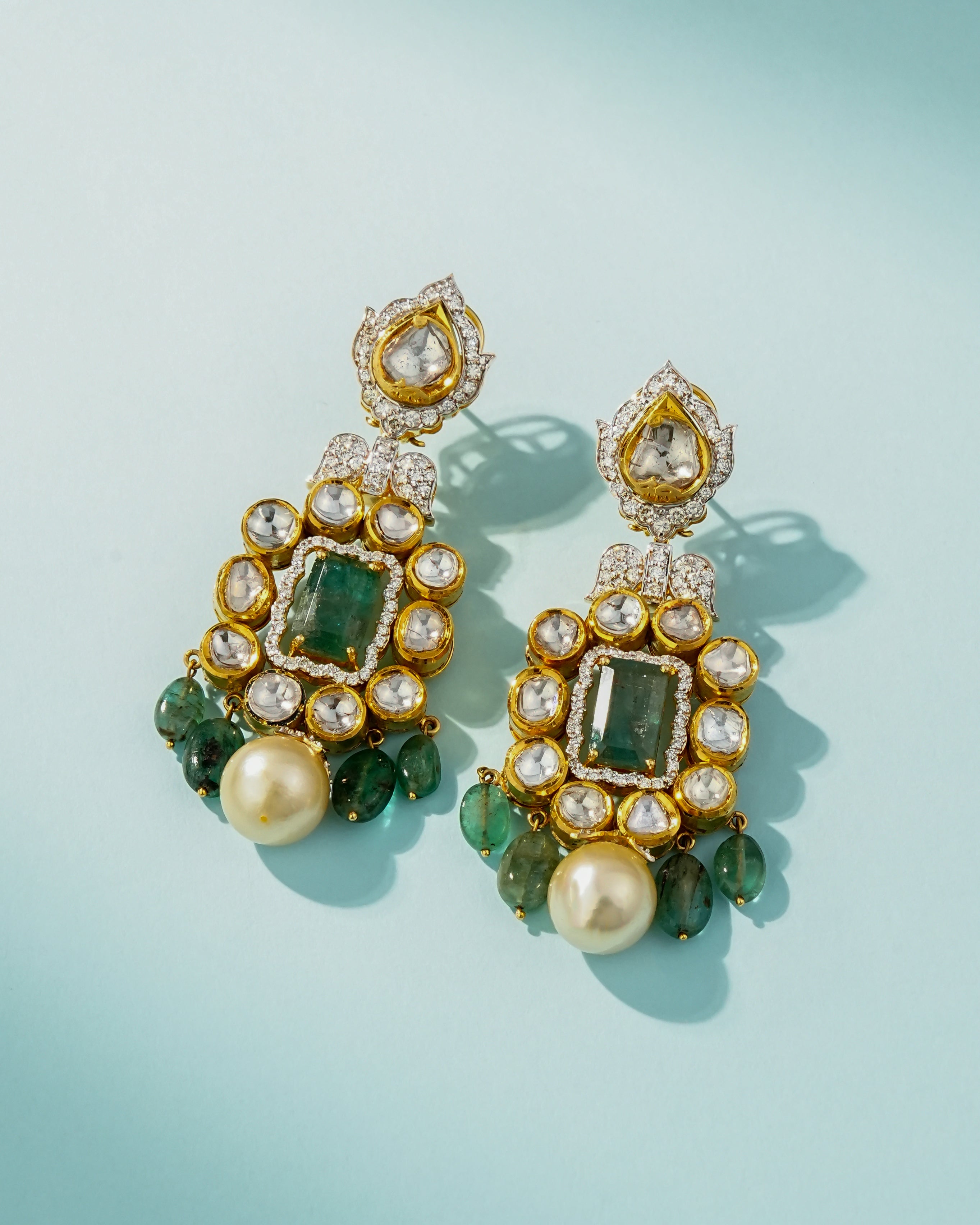 Wajiha Jadau Polki And Diamond Long Earrings
