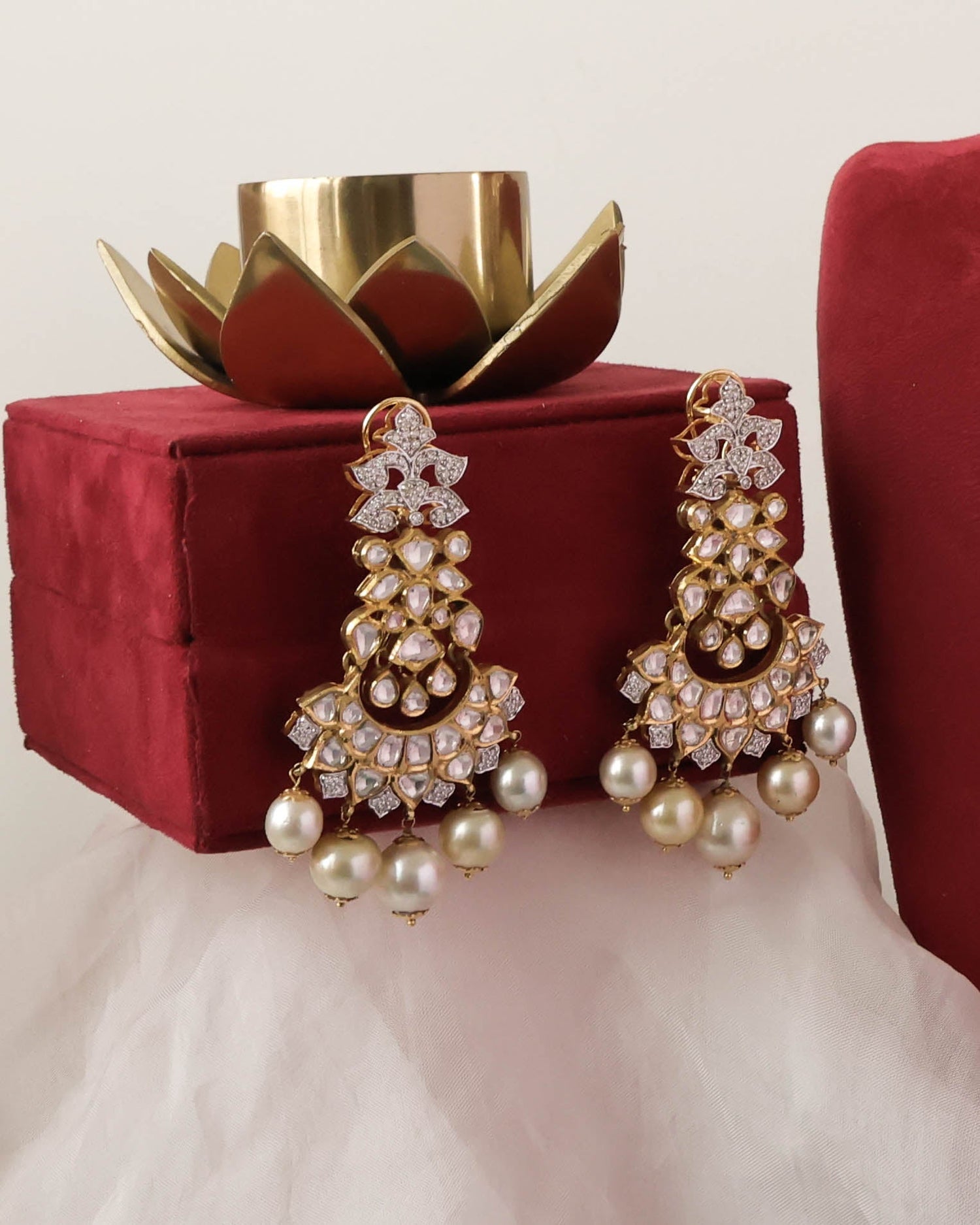 Tanshi Jadau Polki And Diamond Long Earrings