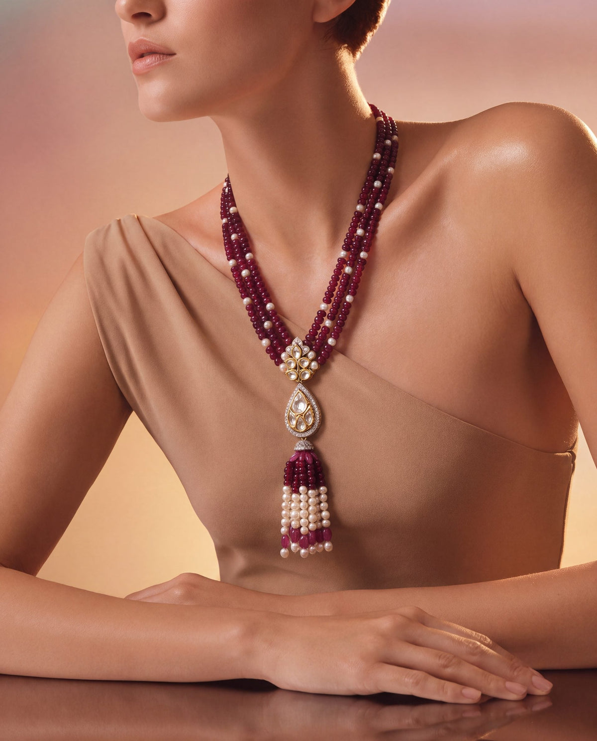 Nimrit Jadau Polki And Diamond Bead Pendants