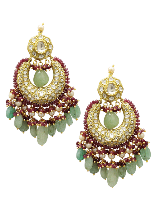 Nakshtraa Bead Pendant and Vitika Chandbalis Polki Set