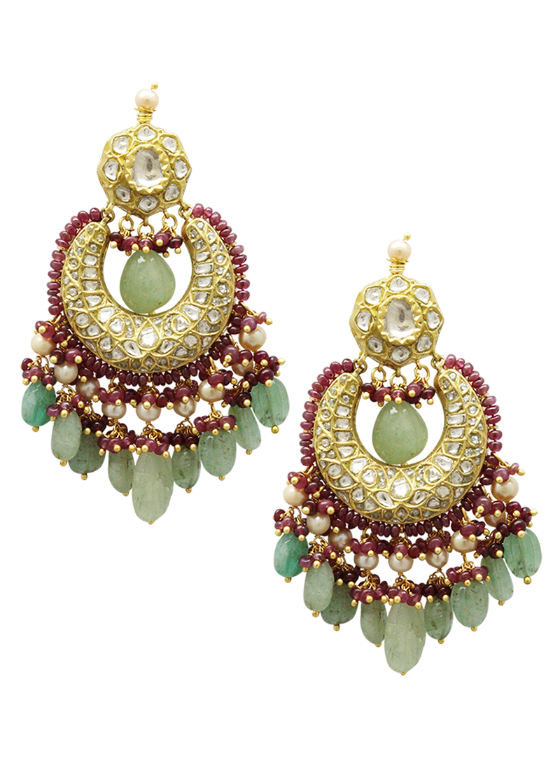 Nakshtraa Bead Pendant and Vitika Chandbalis Polki Set