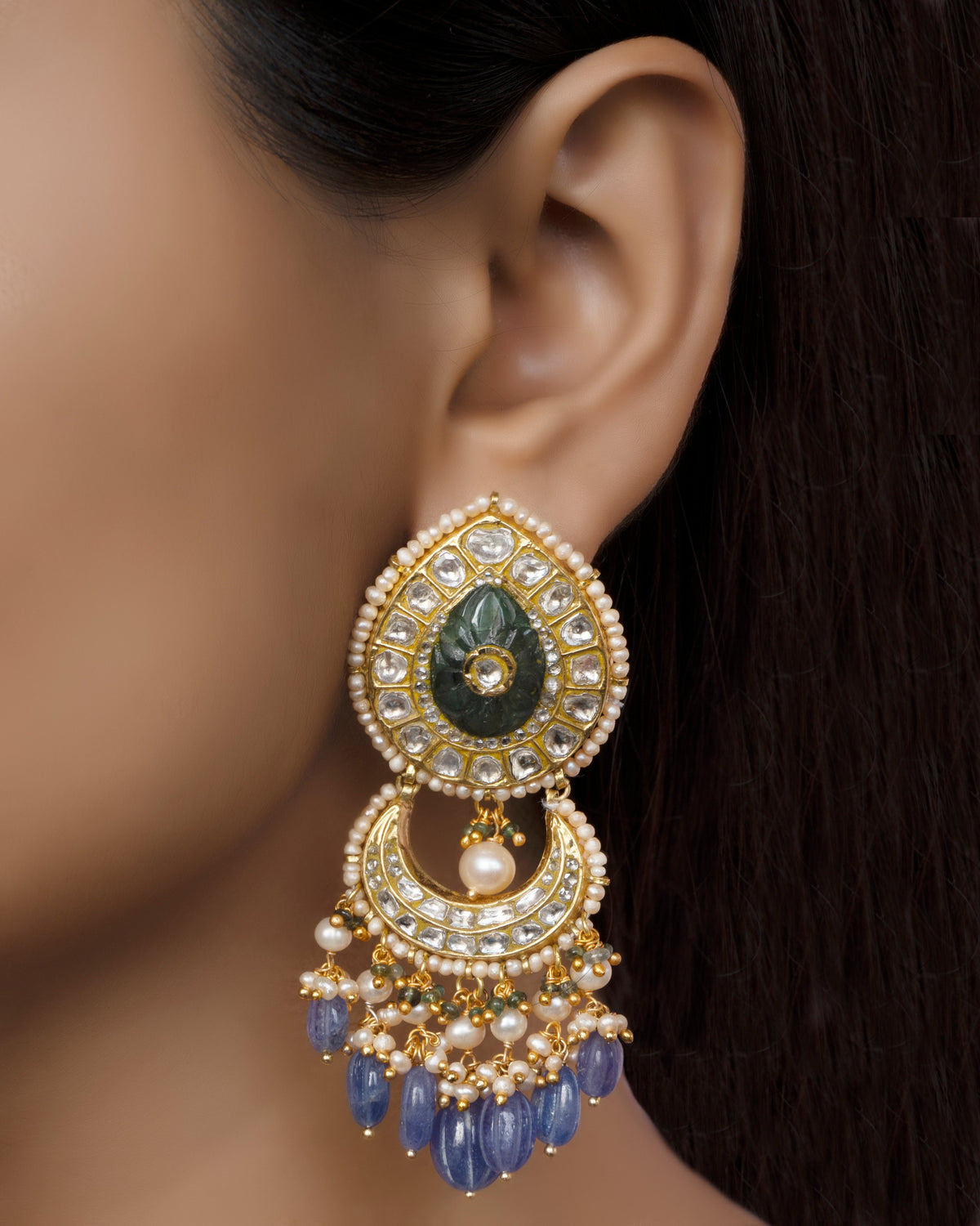 Aditi Necklace and Resha Chandbalis Polki Set