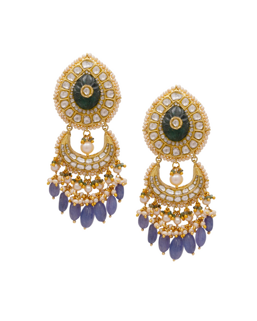 Aditi Necklace and Resha Chandbalis Polki Set