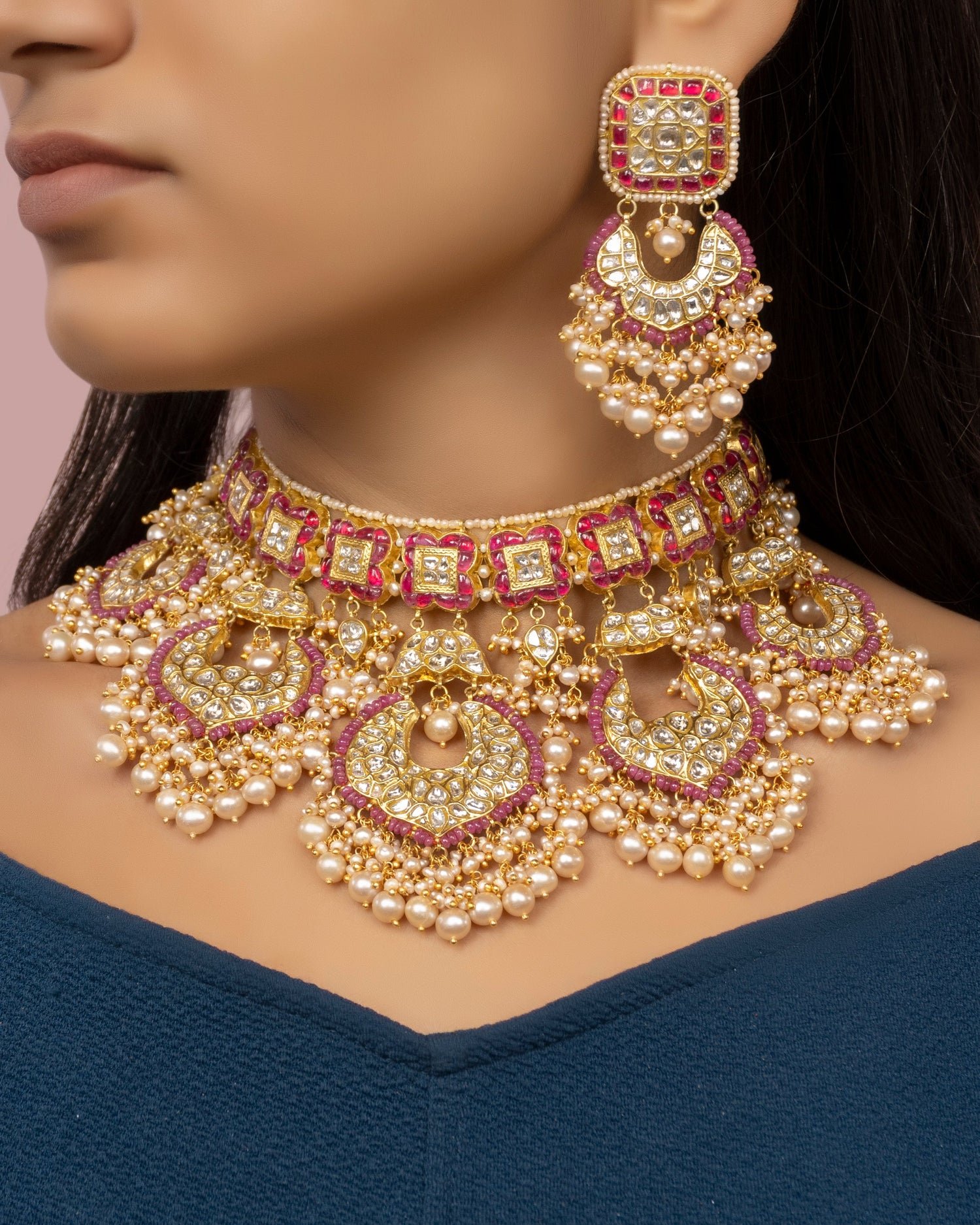 Yusufa Necklace and Mamta Chandbalis Polki Set