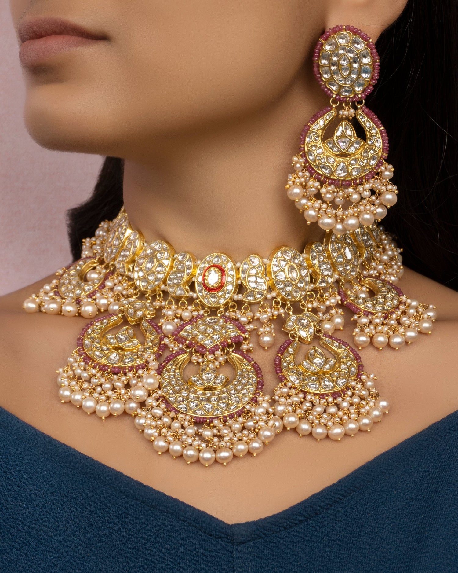 Shreeya Necklace and Smiti Chandbalis Polki Set