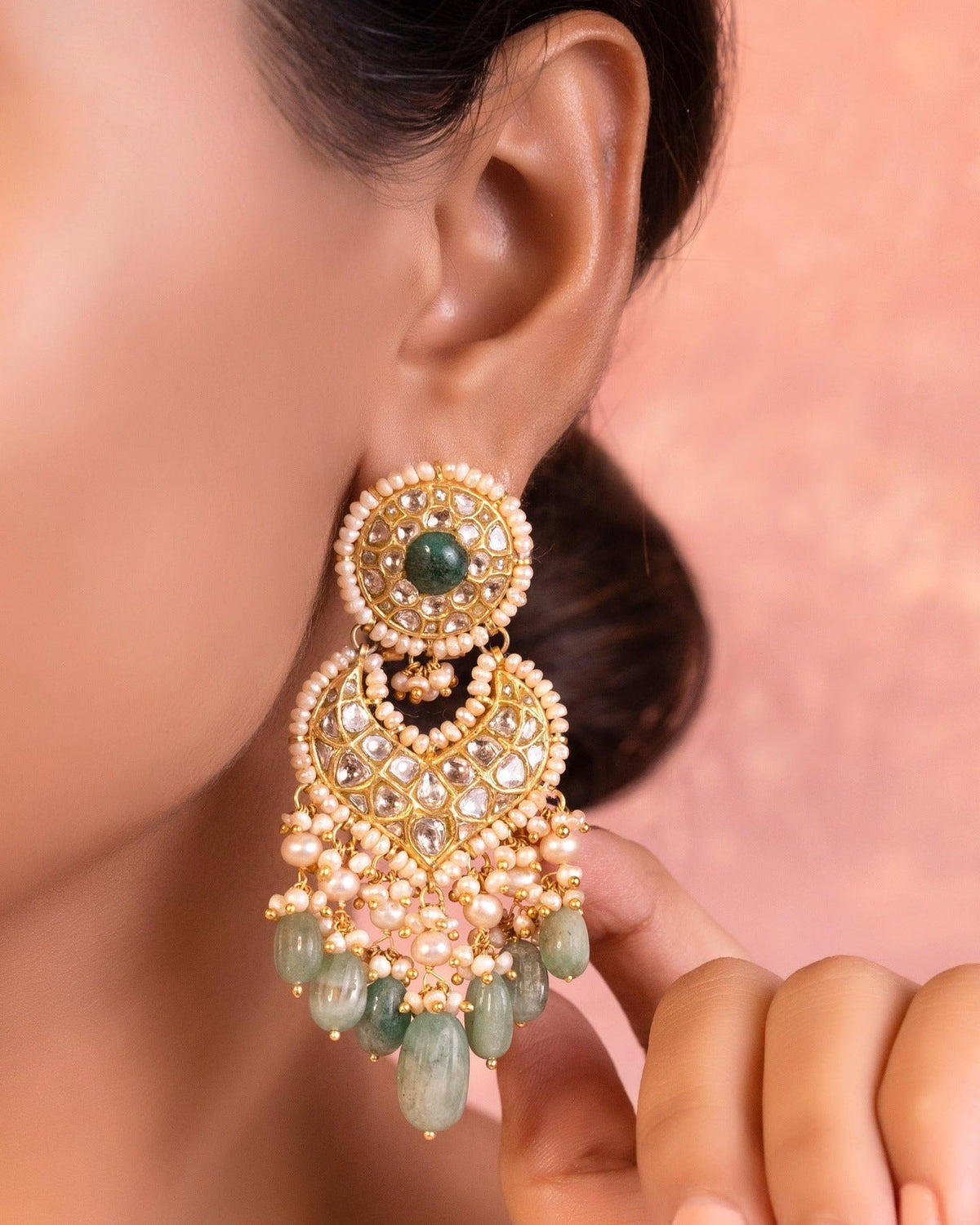 Easti Necklace and Deepa Chandbalis Polki Set