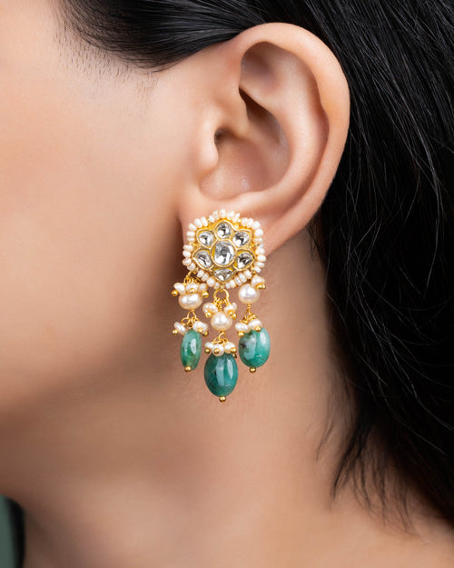 Jemini Choker And Manshi Tops Polki Set