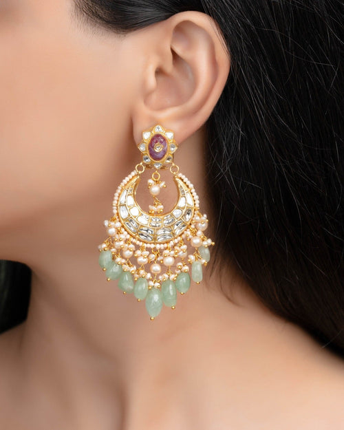 Ziya Necklace And Shivi Chandbalis Polki Set
