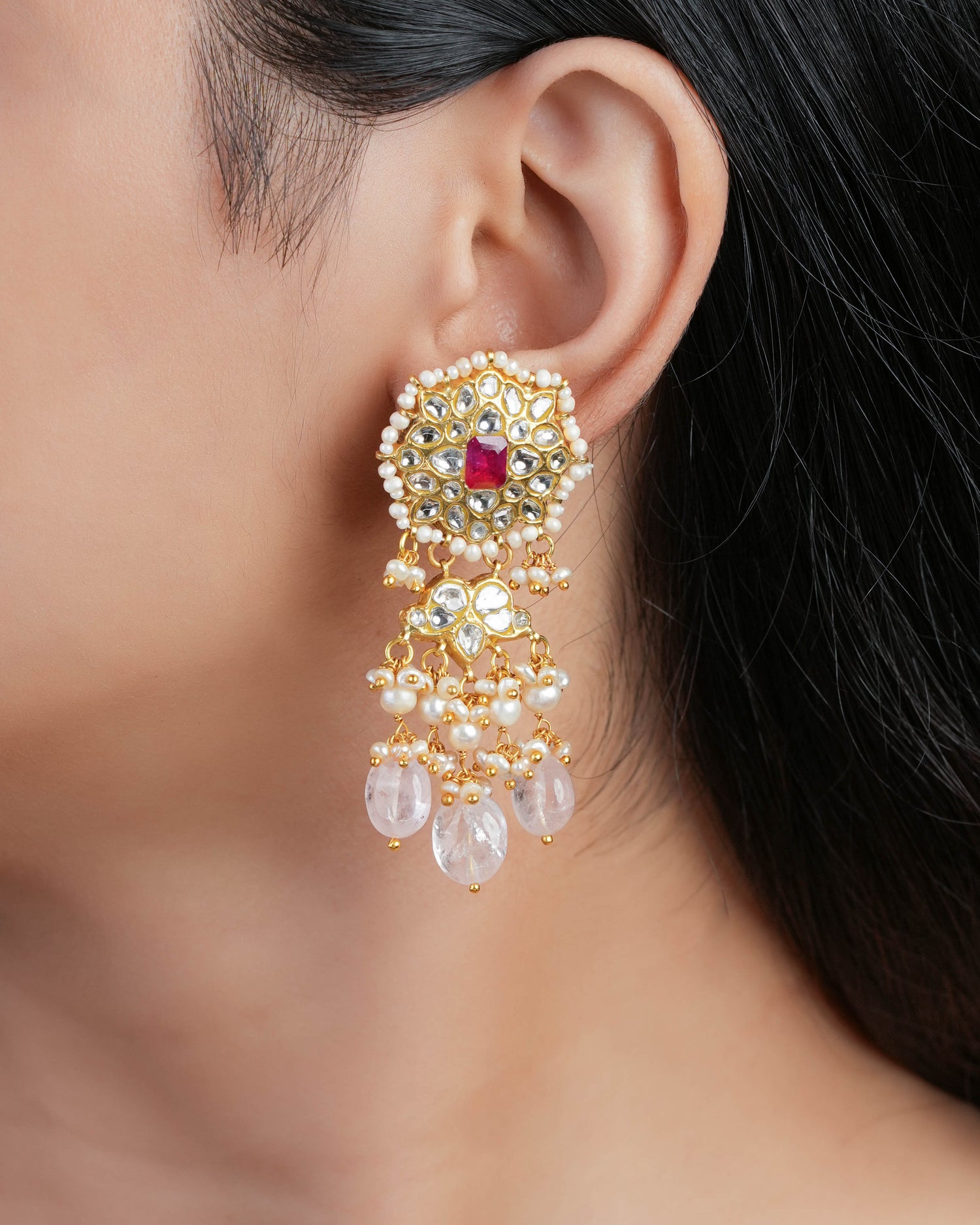 Darshini Polki Long Earrings