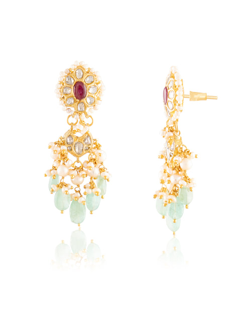 Anshula Polki Long Earrings