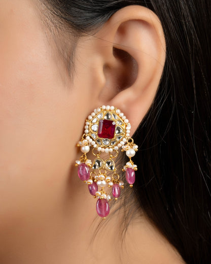 Sneha Polki Long Earrings