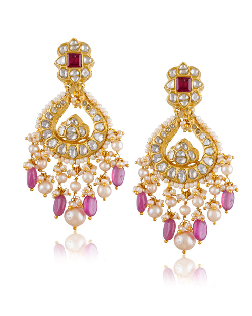 Tanvi Necklace And Radhika Chandbalis Polki Set