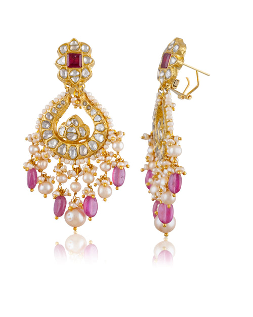 Tanvi Necklace And Radhika Chandbalis Polki Set