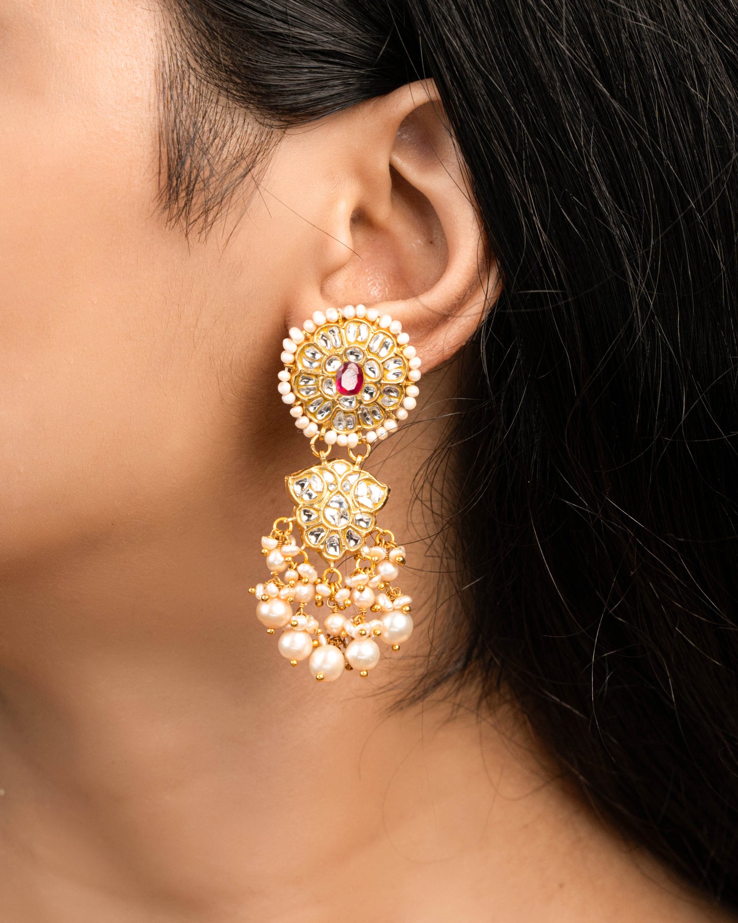 Nitya Polki Long Earrings