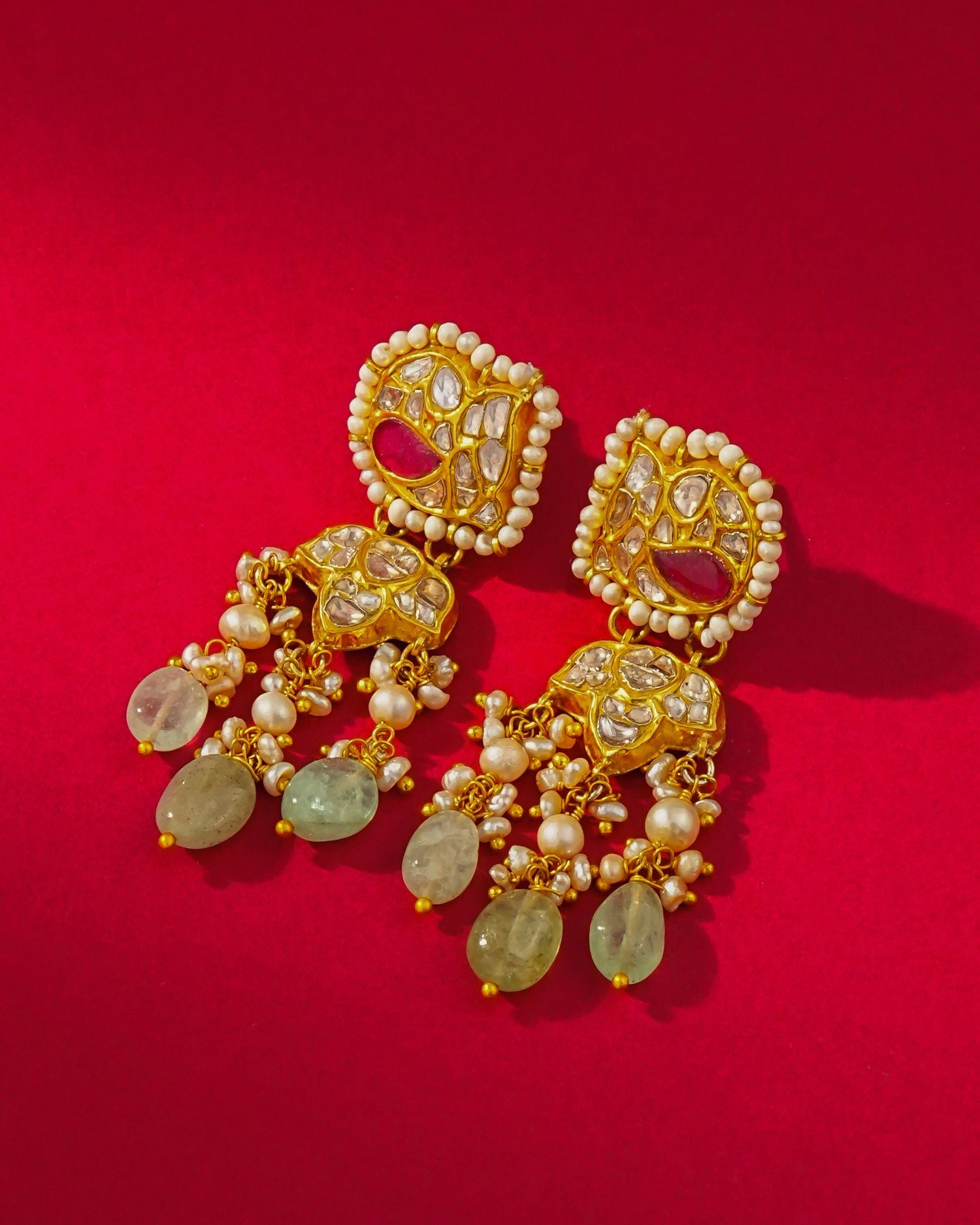 Javeria Polki Long Earrings