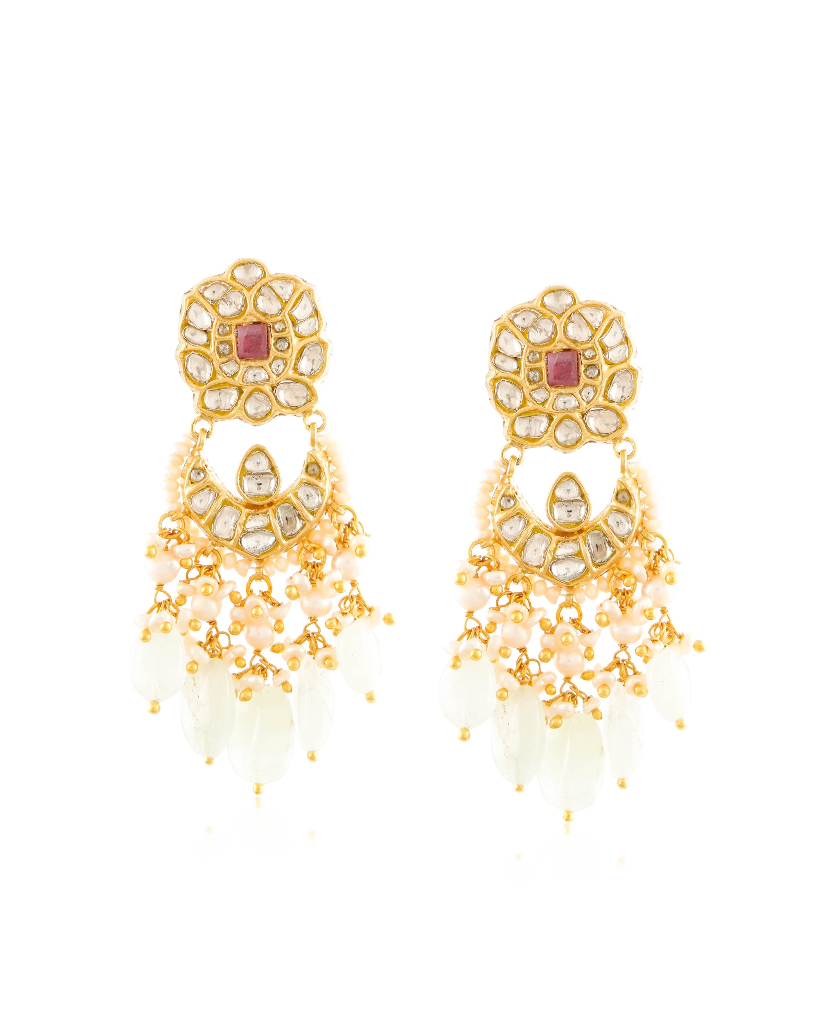 Janit Choker And Sanjana Long Earrings Polki Set