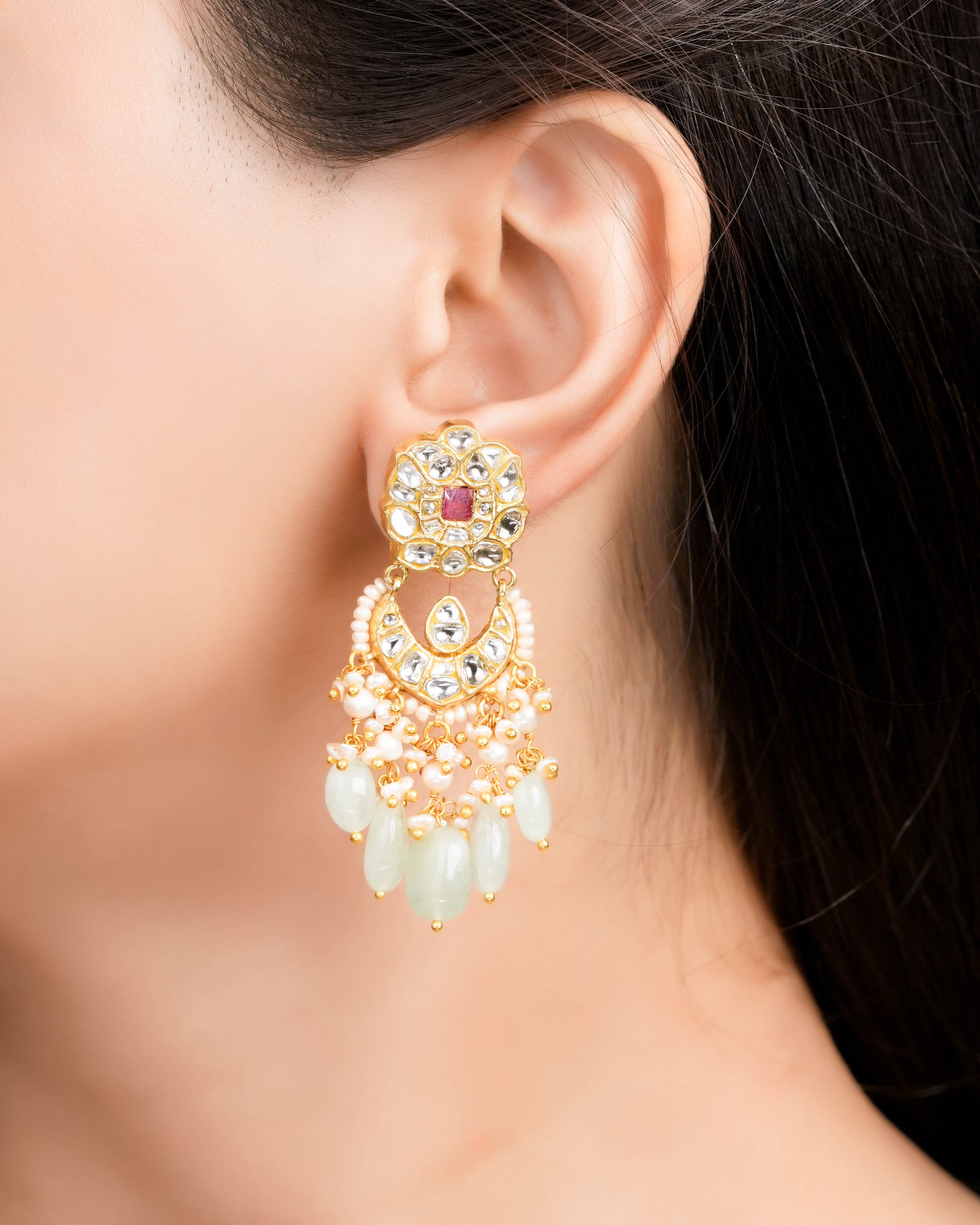 Sanjana Polki Long Earrings