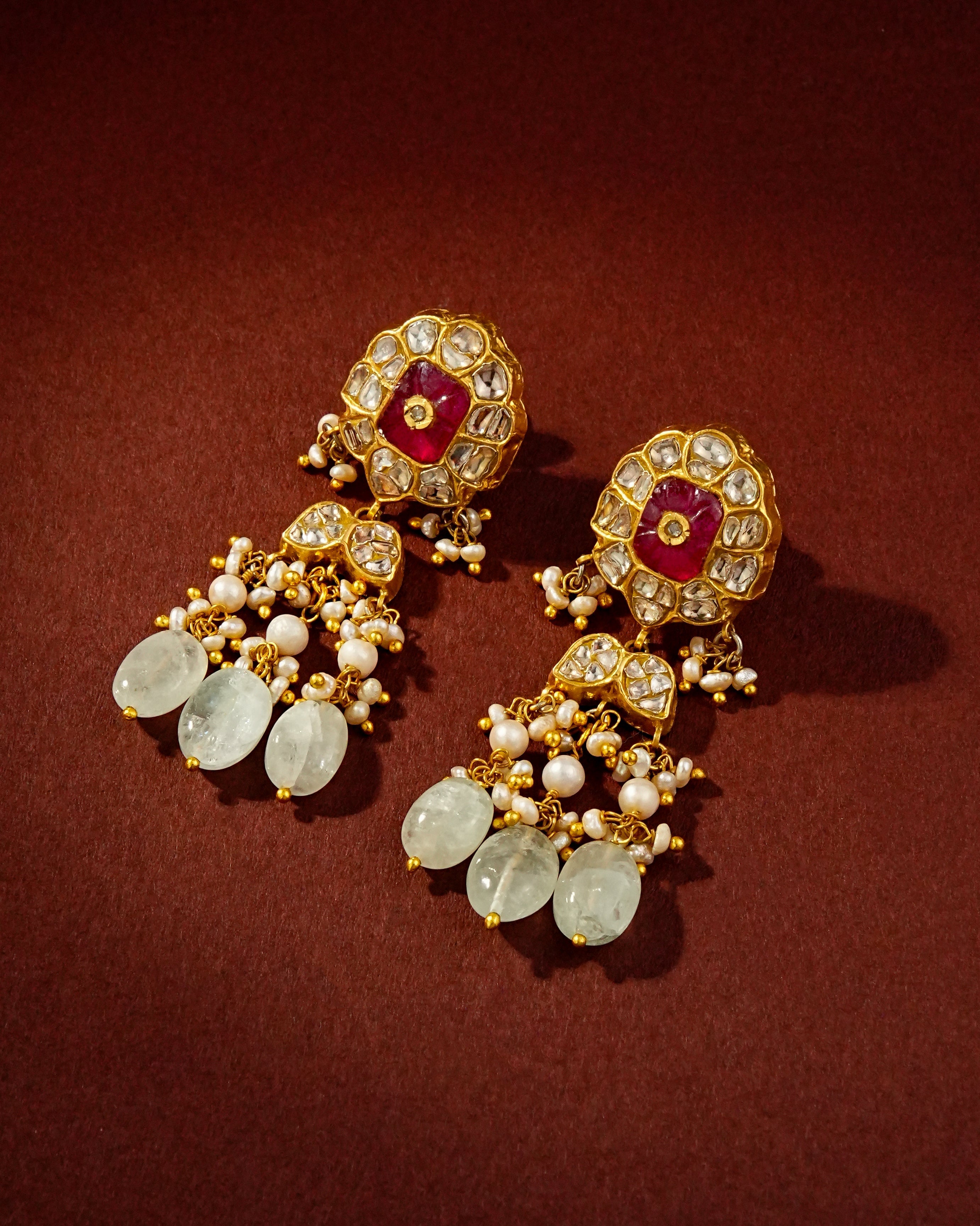 Rashmika Polki Long Earrings