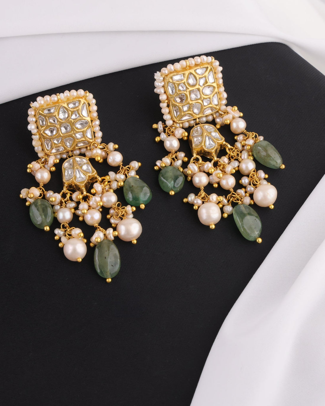 Nainshi Necklace And Hamsikha Long Earrings Polki Set