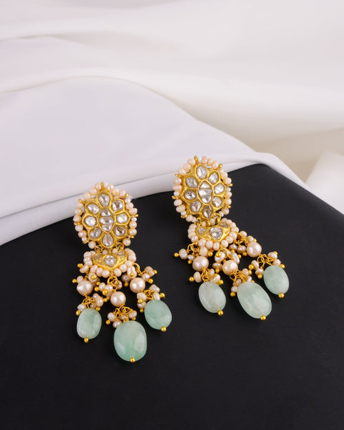 Malisha Necklace And Farjana Chandbalis Polki Set