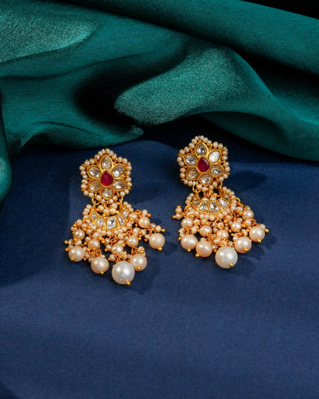 Keshavi Necklace And Ditvi Chandbalis Polki Set