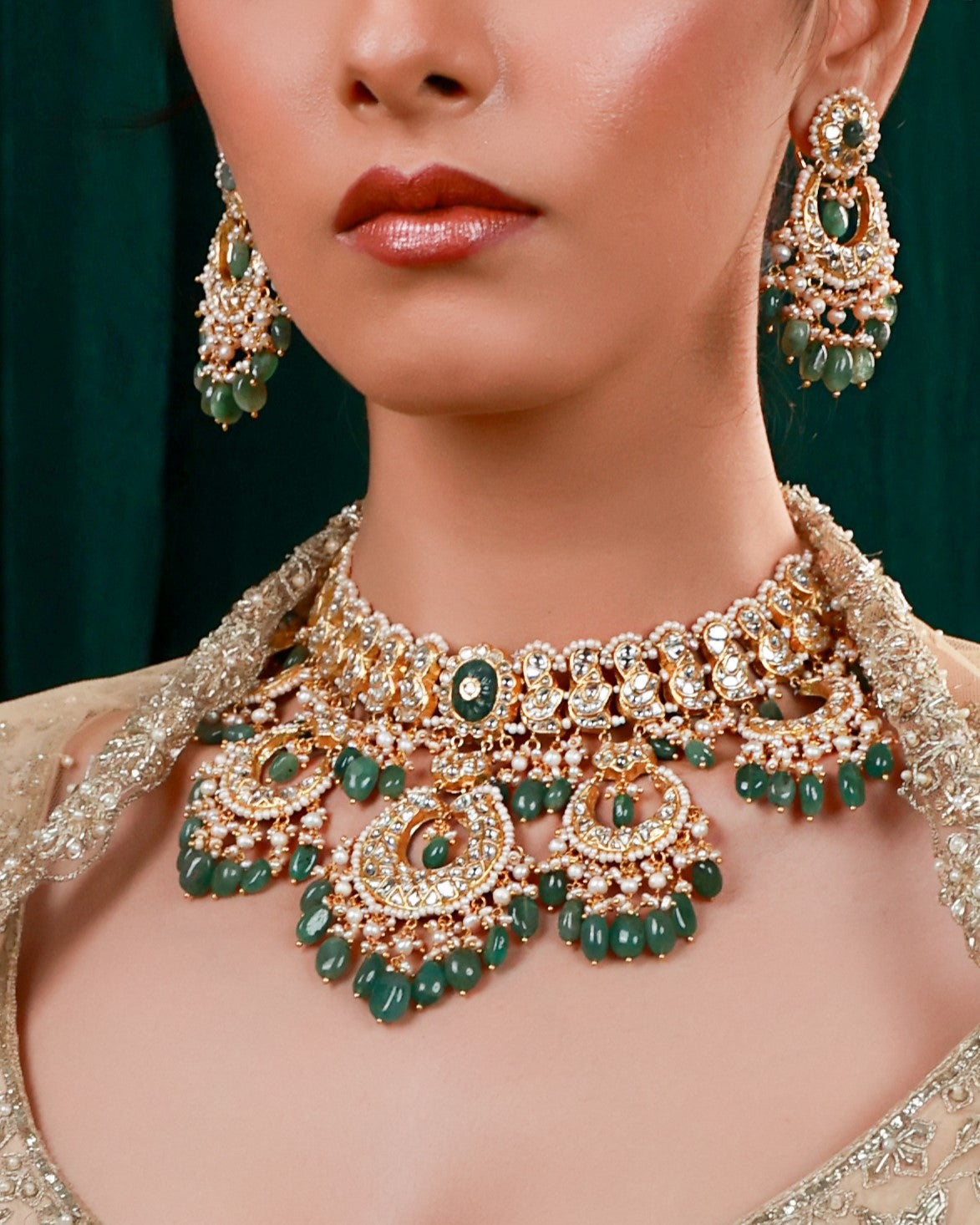 Meghana Necklace And Neelima Chandbalis Polki Set