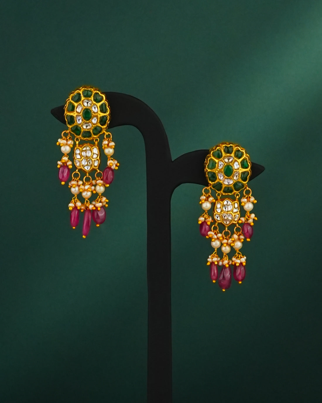 Vinu Polki Long Earrings