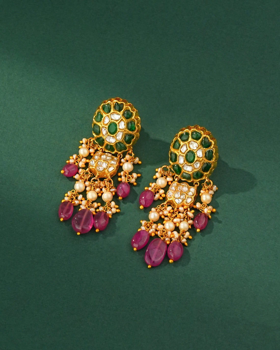Vinu Polki Long Earrings