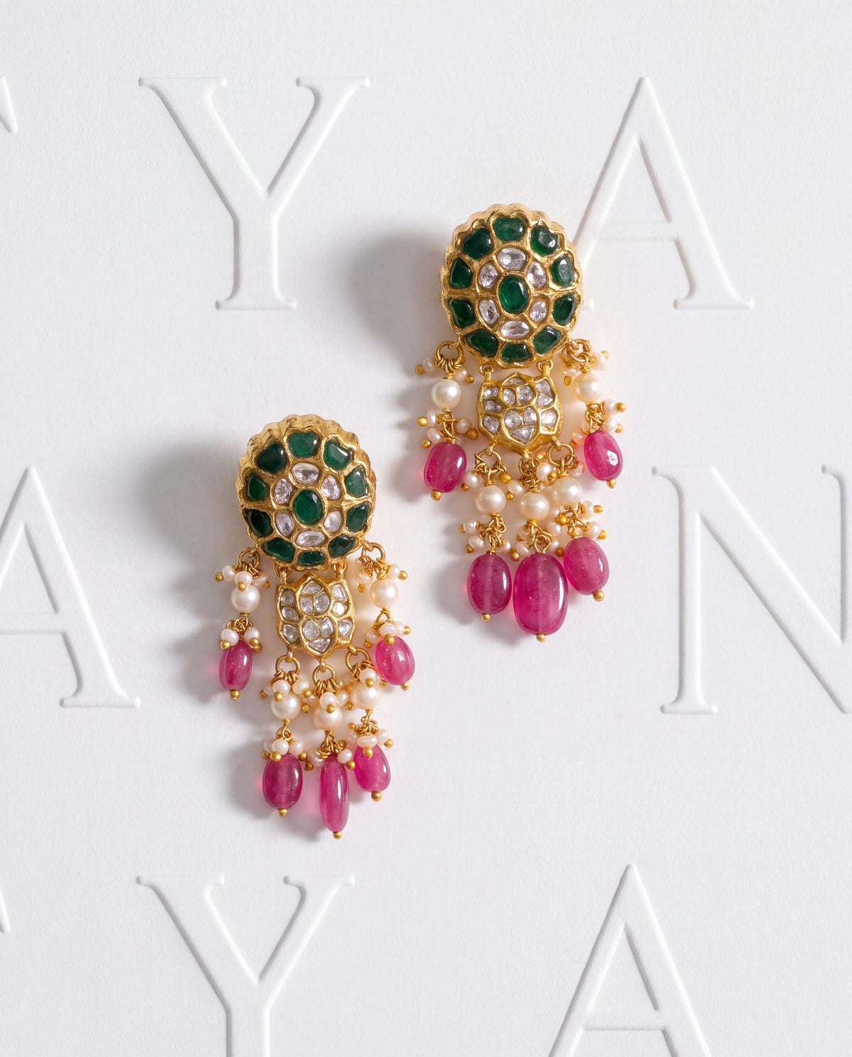 Vinu Polki Long Earrings