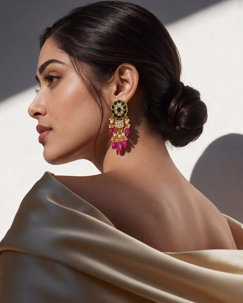 Vinu Polki Long Earrings