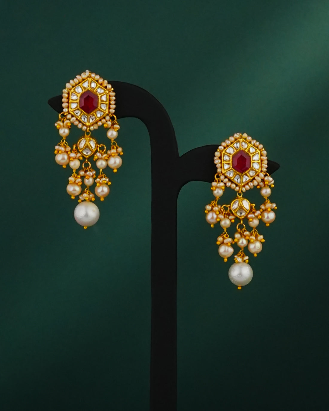 Teena Polki Long Earrings