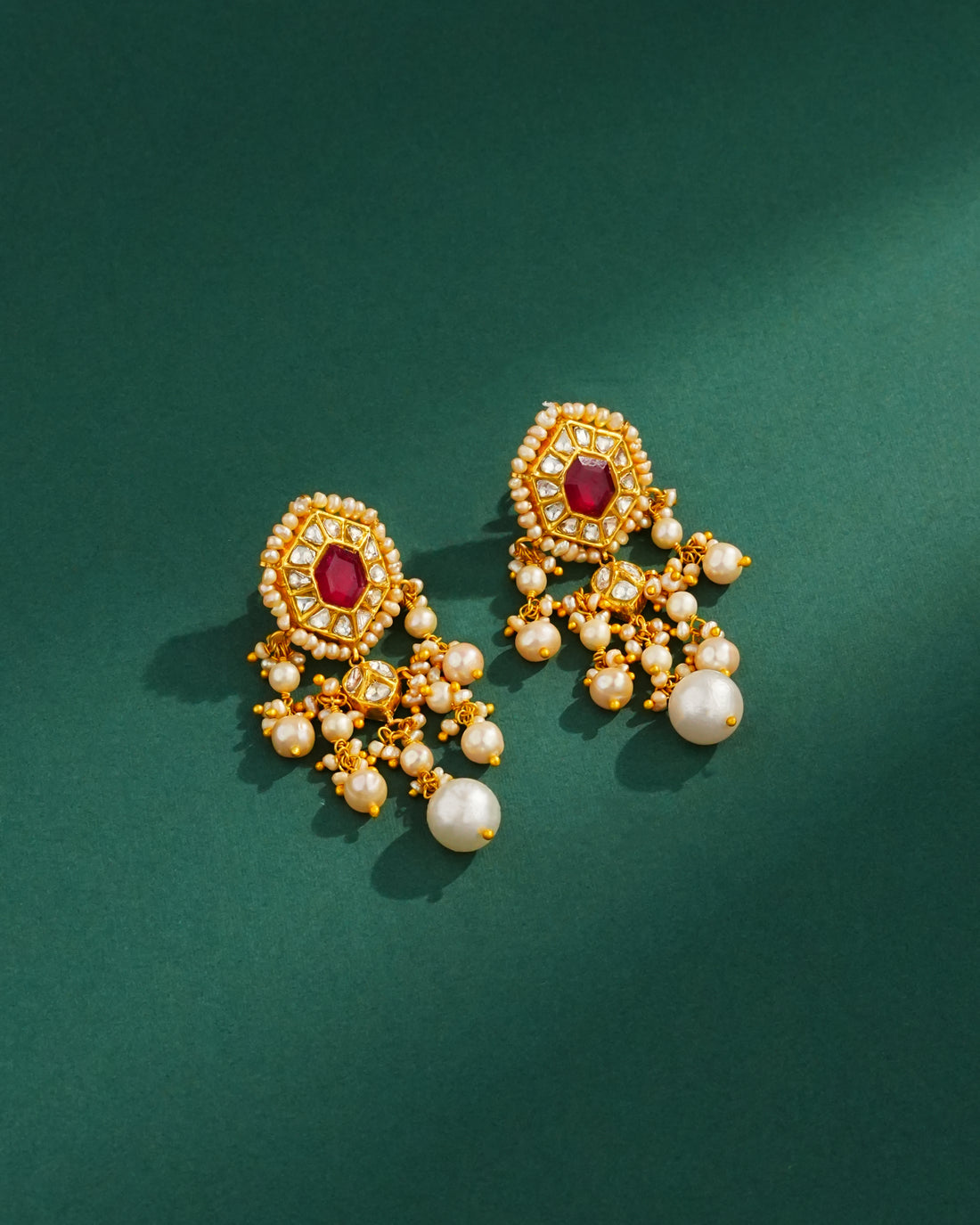 Teena Polki Long Earrings