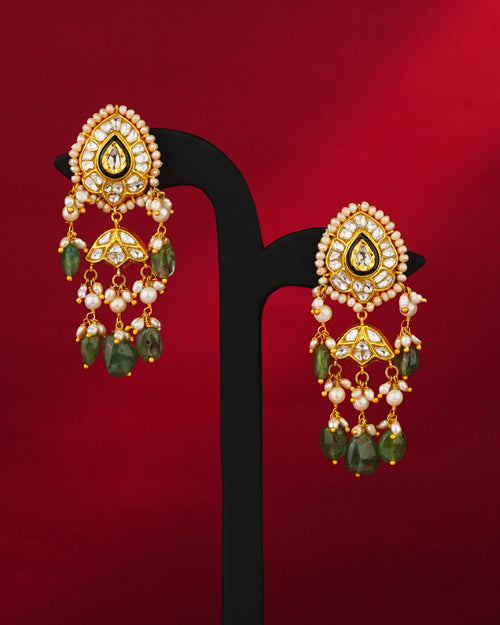Irisha Polki Long Earrings